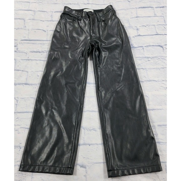 Abercrombie & Fitch Denim - Abercrombie Fitch WOMENS 25 Ultra High Rise 90s Relaxed Jeans Faux Leather Pants